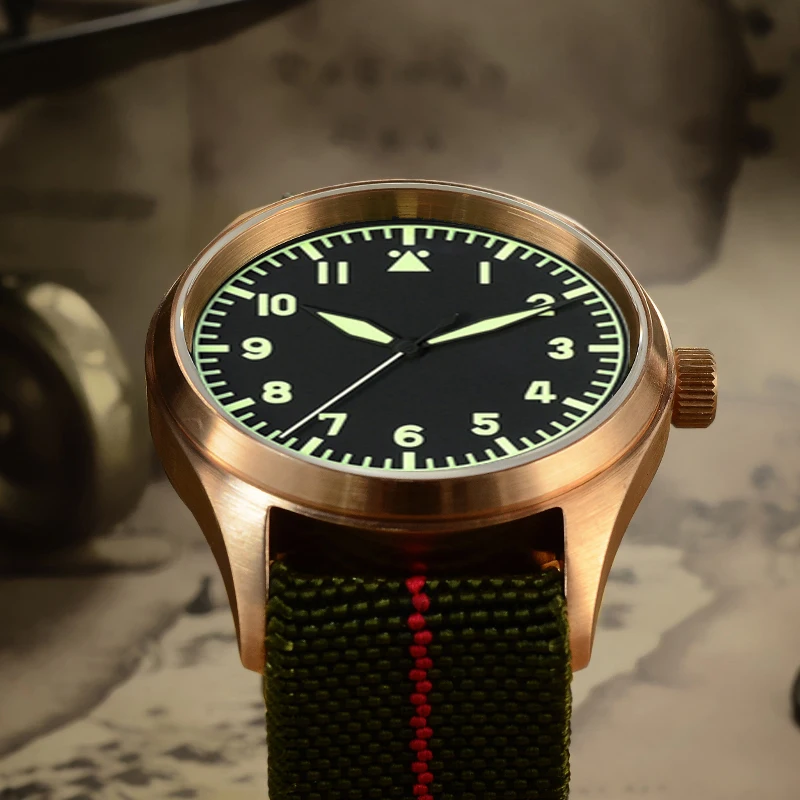 Мужские автоматические часы San Martin, винтажные наручные часы для дайвинга 200 м, водонепроницаемые часы из сапфирового стекла и бронзы для мужчин и женщин