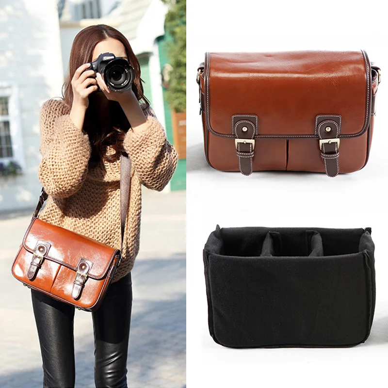 Roadfisher PU Leather Vintage DSLR Photography Travel Camera Bag Shoulder Messenger Insert Case For Canon Nikon Sony Pentax | Электроника