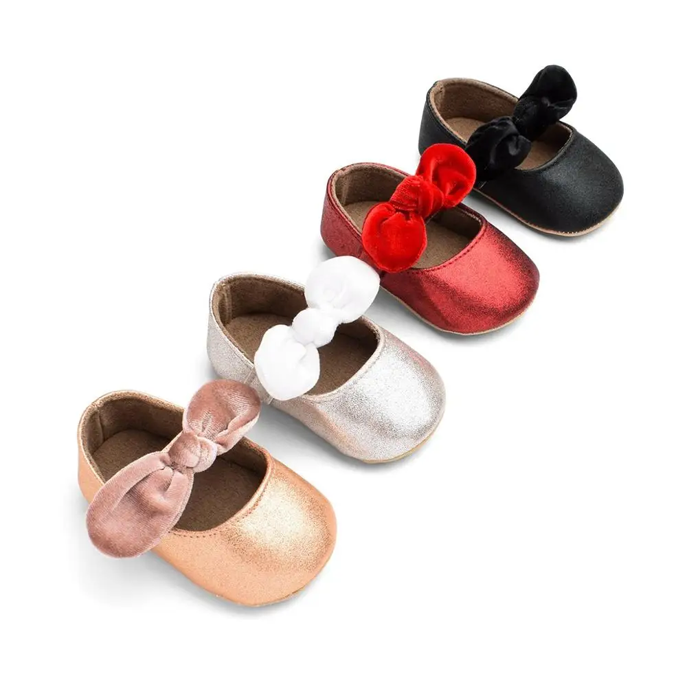

New Fashion Female Baby bow 4 color Princess Shoes soft Rubber Toddler Shoes non-slip Breathable Baby Shoes
