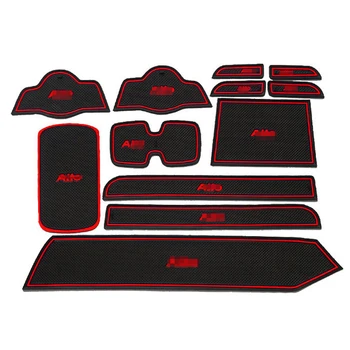 

12pcs Non-Slip Rubber Interior Car Door Armrest Storage Panel Mat Cup Holder Slot Pad Cover Sticker For Suzuki Alto 2009-2014