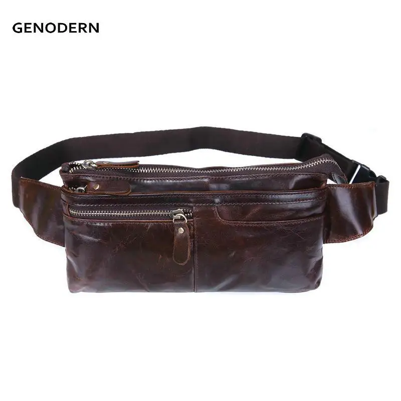 

Fashion Men Genuine Leather Waist Bag for Men Vintage Cowhide Waist Packs Bag Small Leather Bags for Male Packs
