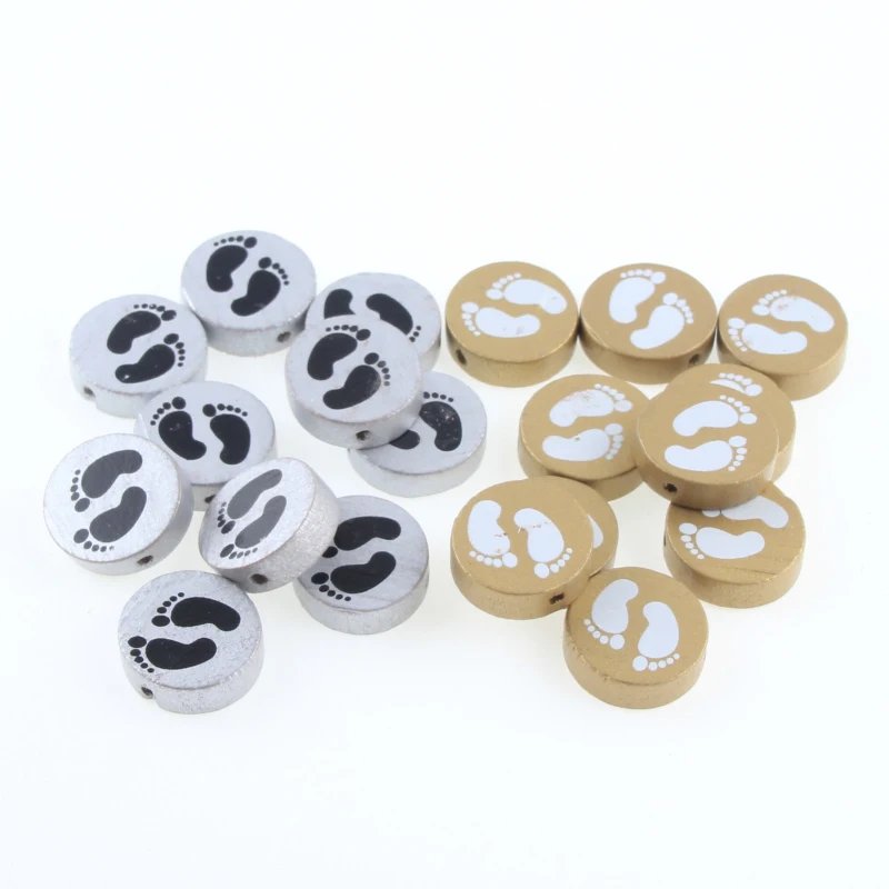 Buy Silver/Gold 20pcs Wooden Baby Feet Spacer Beading Beads 20mm for Baby Toys