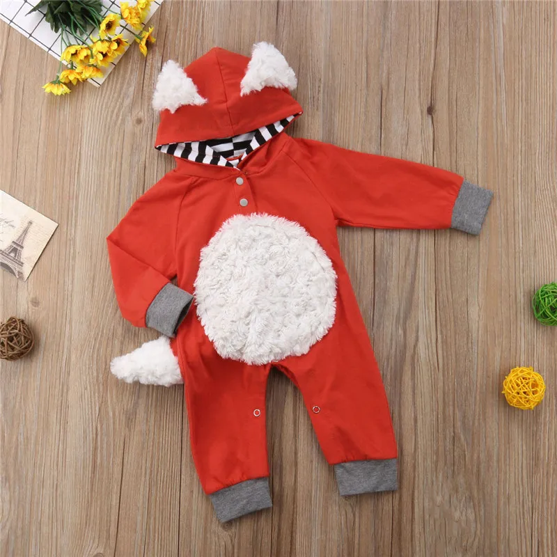 

New Fashion Animal Baby Romper Fox Infant Clothing Baby Boy Girl Clothes Cute Cartoon Bear Warm Jumpsuit Lovely Kids Costume