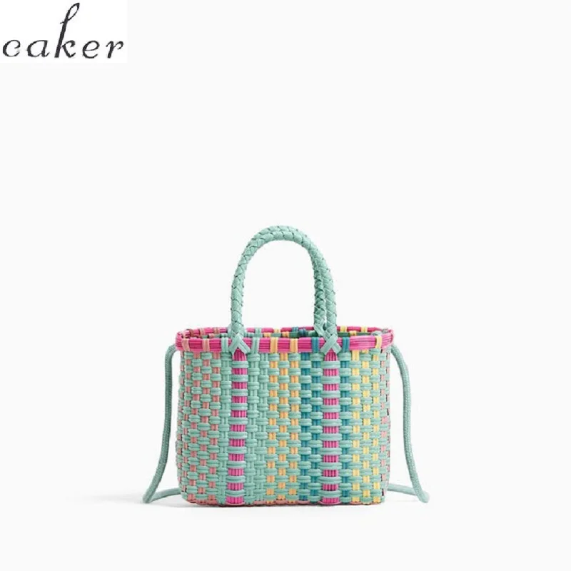 

Japan Style Women Plaid Beach Bags Summer Casual Straw Bags High Quality Crossbody Handbags Drop Shipping