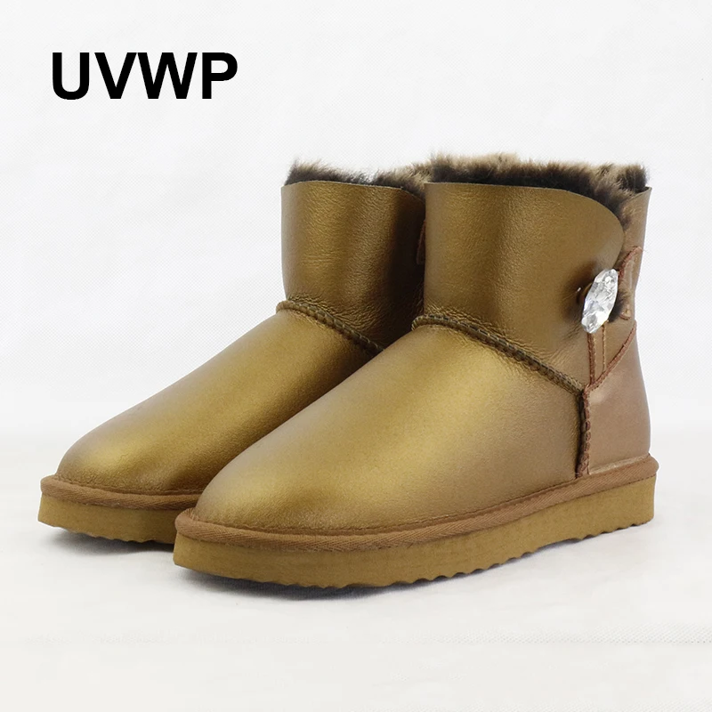 UVWP/Новинка модные водонепроницаемые женские зимние ботинки из натуральной