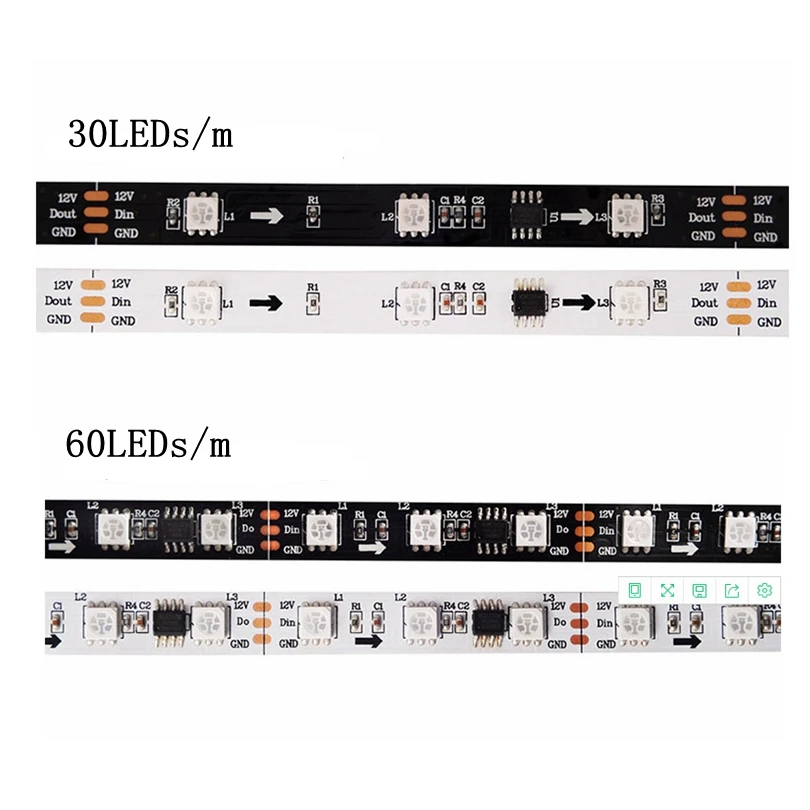 12 В 5 м/рулон RGB светодиодные ленты светильник WS2811 IC Индивидуально адресуемый шатер 2811 30 60 пикселей/светодиодный s/m Беспроводное управление водонепроницаемый