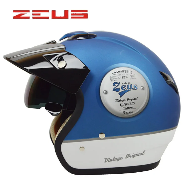 Модные Винтажные мото rcycle шлем Ретро мото Casco скутер открытый шлем ZEUS 381C capacete - Цвет: Blue