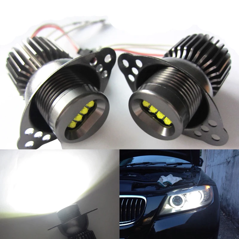 2Pcs 40W LED Angel halo Eye Canbus for BMW 3 series E90 E91 LCI Halogen