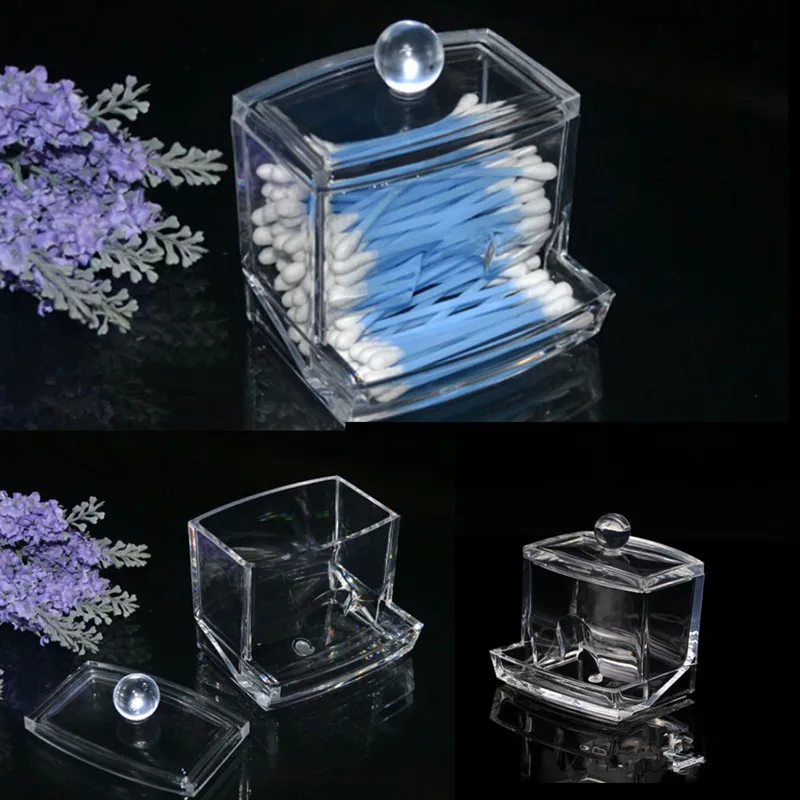 

New 2019 Fashion Empty Clear Acrylic Cotton Swab Storage Q-tip Holder Box Makeup Storage Transparent Swabs Stick Cosmetic