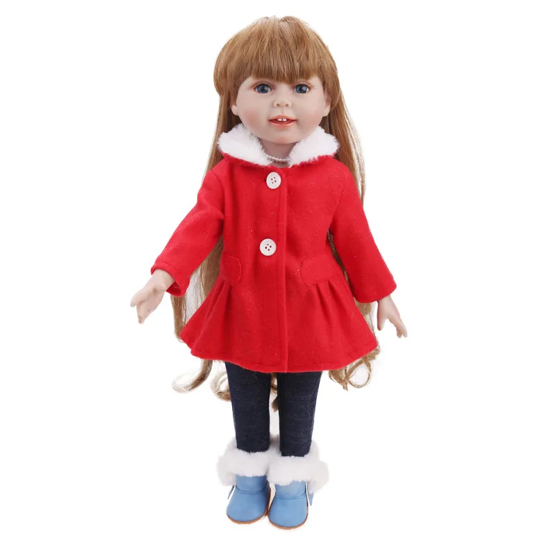 18 дюймовая кукольная одежда для девочек комплект шерстяного пальто+ штаны, американское платье для новорожденных аксессуары, игрушки для малышей, размер 43 см, детские куклы c730