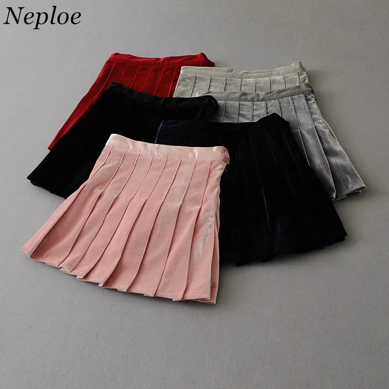 Aliexpress.com : Buy Neploe Retro Solid Velvet Pleated Skirts European ...
