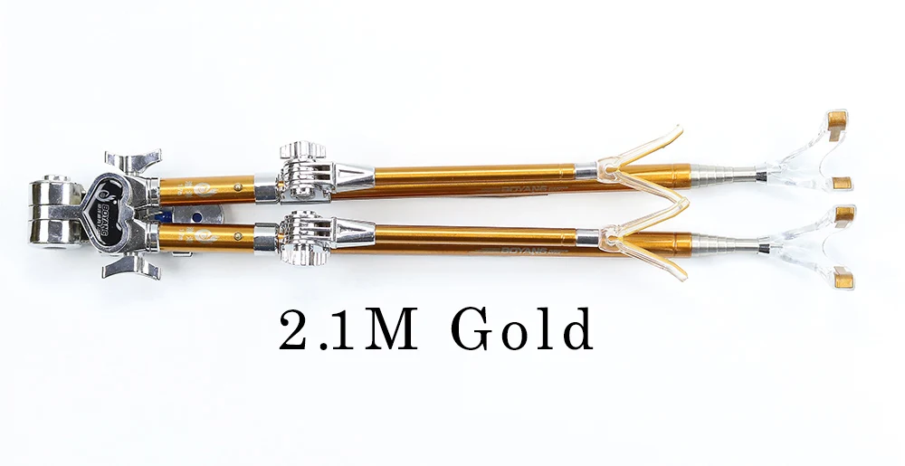JOSBY держатель для удочки с регулируемым углом наклона, держатель для удочек, 1,7 м, 1,9 м, 2,1 м, телескопический инструмент для рыбалки, ручной Ro телескопический - Цвет: 2.1M-Gold