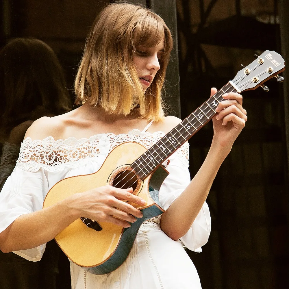 Гитара укулеле 26 дюймов с синей спинкой и боками 4 струны Uke Mini Guitarra для концерта