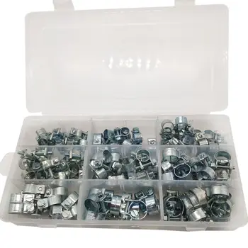 

Assorted Box of Mini Hose Clips 7 - 17mm Qty 110 Clamps Jubilee Hose Clip Clamp