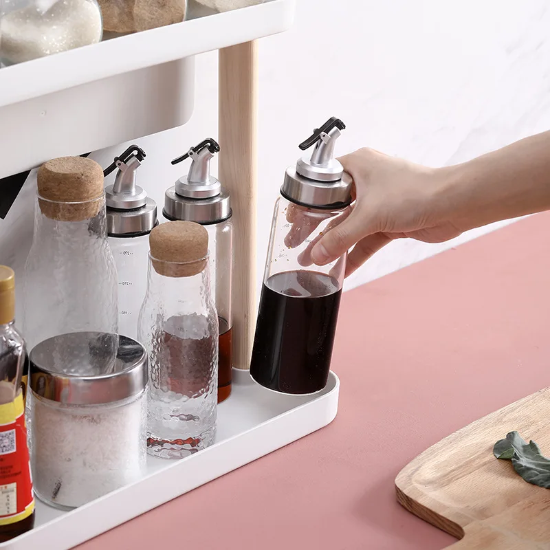 Kitchen countertop shelf multi-layer condiment storage rack solid wood floor-standing knife holder spice rack ZP7161041