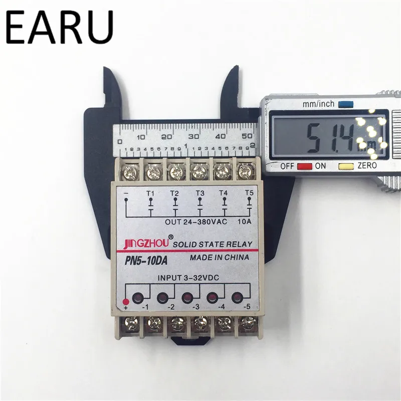 1 шт. 10DA 5 канальный din-рейку SSR Quintuplicate пять вход 3~ 32VDC выход 24~ 380VAC Однофазный DC твердотельные реле 10A PLC горячая распродажа