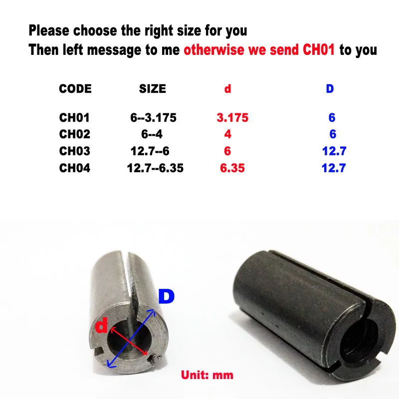 2 шт Высокоточный адаптер цанговый хвостовик фрезерный станок с ЧПУ инструмент держатель адаптеров 6 мм изменение до 4 мм/6-3,175/12,7-6/12,7-6,35 мм 4 размера