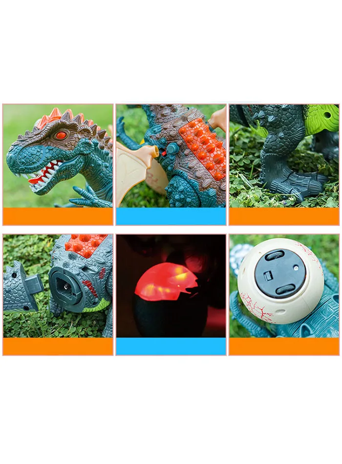 Brinquedos de Controle Brinquedos para Crianças Infravermelho Dinossauro Remoto Tyrannosaurus Balançando Cabeça Flash Olhos Ovos Andando Spray Dino rc 4 Animais e robôs por radiocontrole