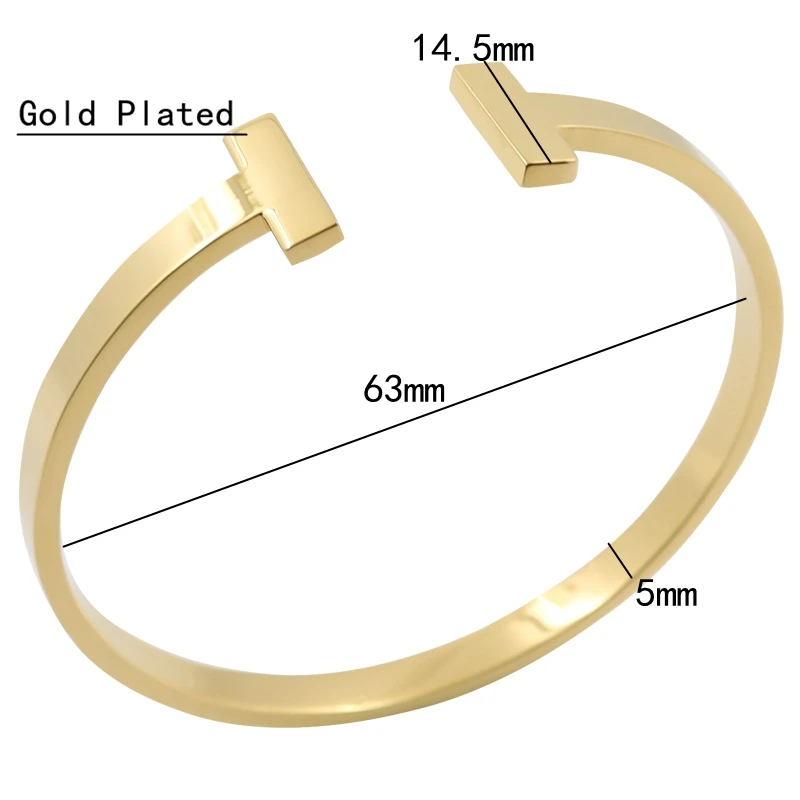 Элегантные Открытые Браслеты-манжеты и браслет для женщин и мужчин, ювелирные изделия класса люкс, золотой цвет, Высококачественный Стальной Браслет, Браслет-манжета для подарка