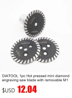 DIATOOL 2 pcs 75mm Hot pressed mini turbo diamond engraving saw blades with removable M14  flange