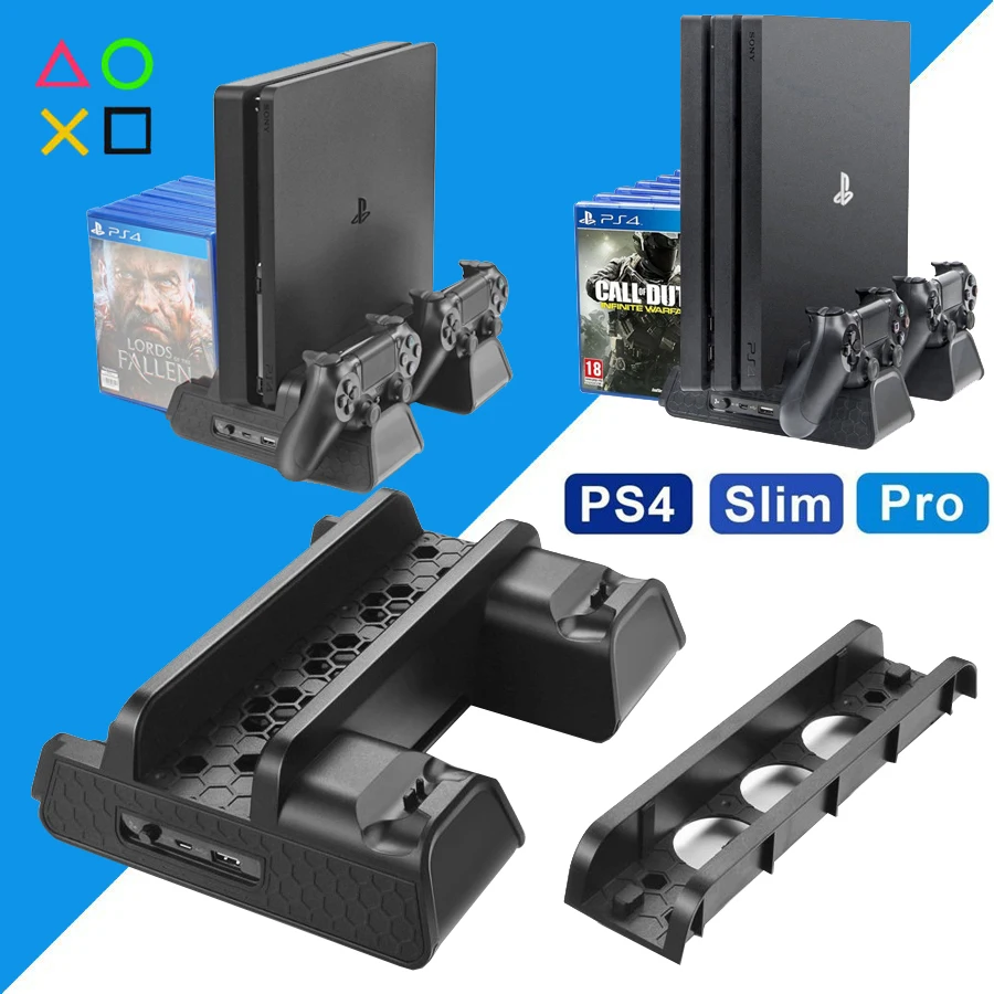 PS4/Slim/PRO Подставка для зарядки охлаждающий вентилятор кулер двойной контроллер Зарядное устройство Док-станция для Playstation 4 PS 4 игры аксессуары