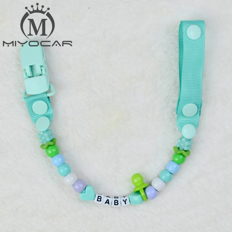 MIYOCAR Персонализированные-любые розовые бусы с pinkGrosgrain соска зажимы держатели для сосок цепи фиксатор/зажим для прорезывателя - Цвет: 4