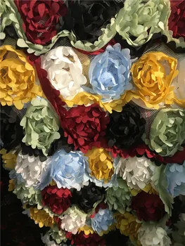 

Colorful nice flowers African net lace for wedding dress YG-506 French tulle embroidery lace fabric with pretty flowers