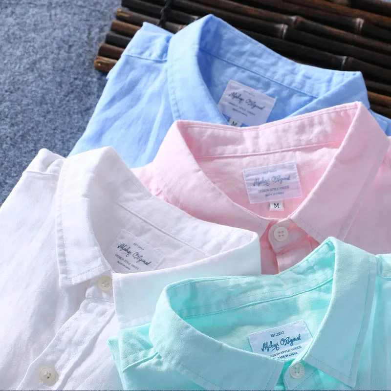 Schinteon Men's Spring Summer Cotton Linen Shirt - Slim Fit Square Collar, Comfortable Undershirt for Plus Size Men image 3