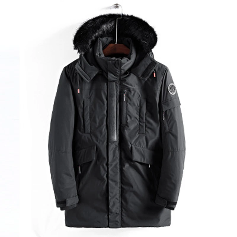 Mens winter jackets and coats new clothing high quality hooded thick windproof jacket fashion large size men winter coat ZZG138 - Color: Black