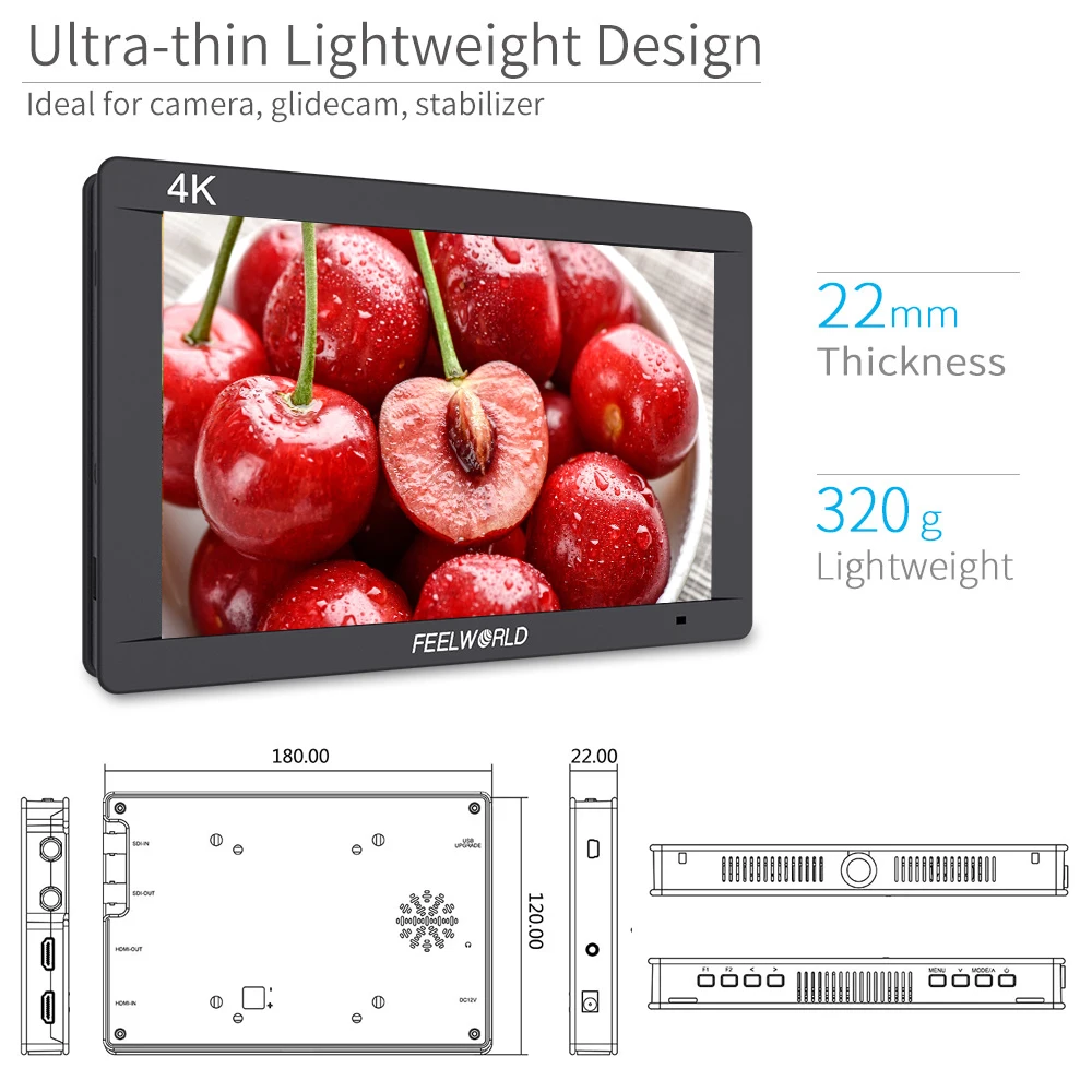 4K 3G SDI on camera video field monitor