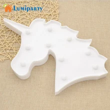 LumiParty Cute Unicorn Head Led Night Light Animal Marquee Lamps On Wall For Children Party Bedroom Decor Kids Gifts