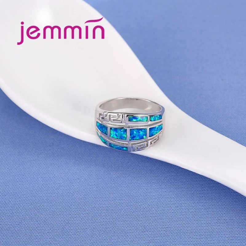 Женское кольцо из серебра 925 пробы с голубым огненным опалом|ring for|rings for womenrings women