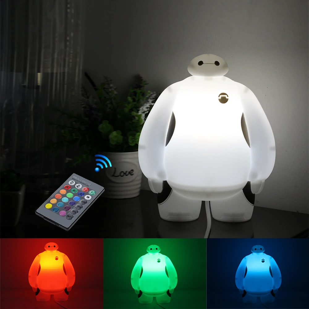 Большой Герой 6 светодиодный ночник BayMax лампы AC220V RGB/теплый белый детский подарок Спальня украшения дома Новинка освещение