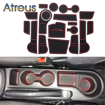 

18pcs For Kia Rio 4 X-Line RIO 2018 2017 Accessories Red Car Interior Cup Mat Door Gate Slot Pad Storage Box Mat Stickers Covers