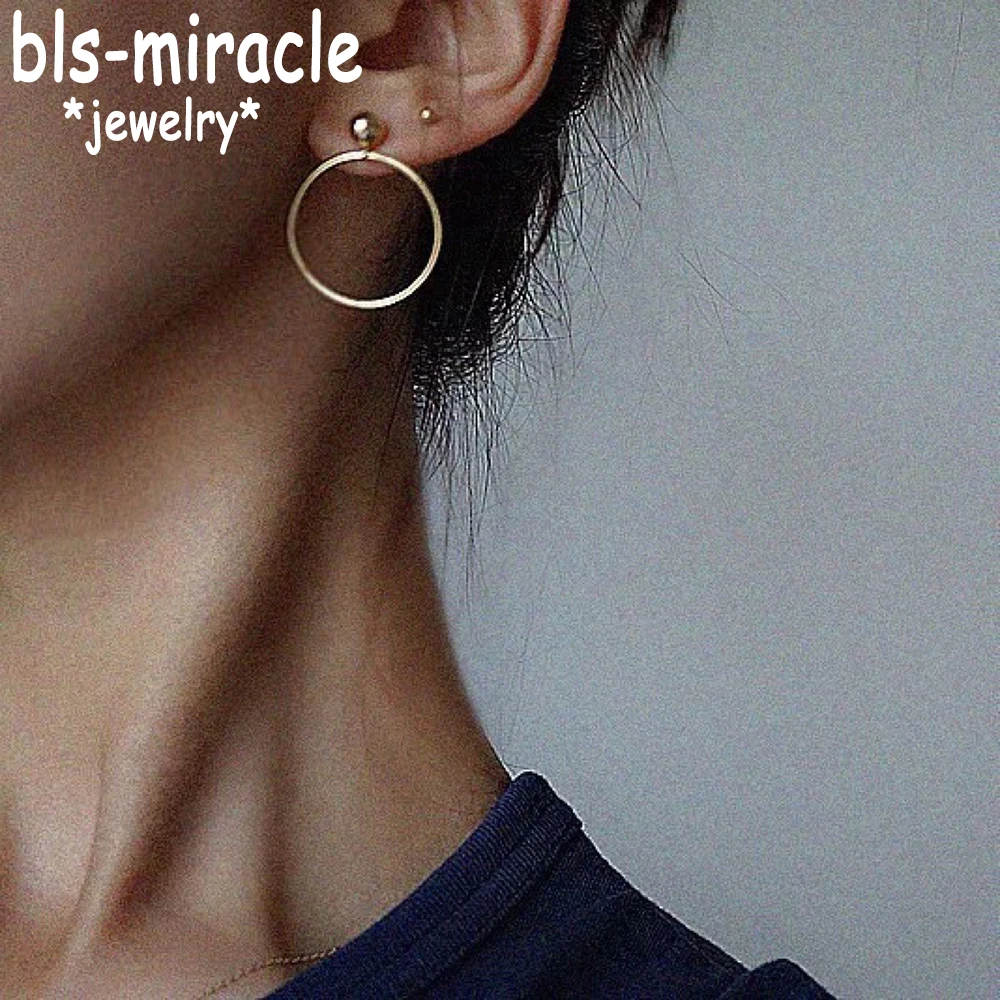 

Bls-miracle New !Fashion Jewelry Gold Color Geometric Round Big Beads Stud Earrings Best Gift For Earring Girl Wholesale E306