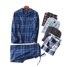 Горячая Распродажа, Весна, матовый хлопок, пижамные комплекты для мужчин, модные, в клетку размера плюс, пижамы для мужчин, пижамы, сексуальные, домашняя одежда