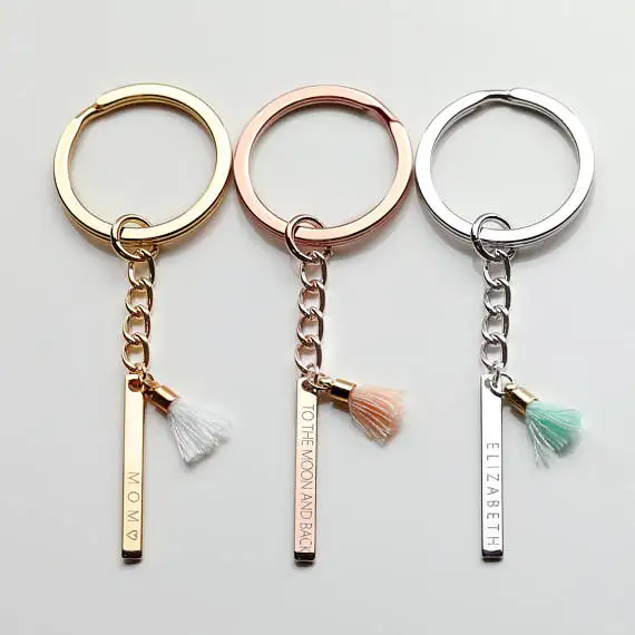 

FYT05 FY Personalized Jewelry High Quality Copper Personalized Bar Tassel Monogram Custom Keychain Dropshipping for Etsy