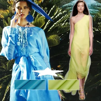 

Mint lime spring summer new small permeability profile of silk and cotton yarn cloth garment fabric Eugen