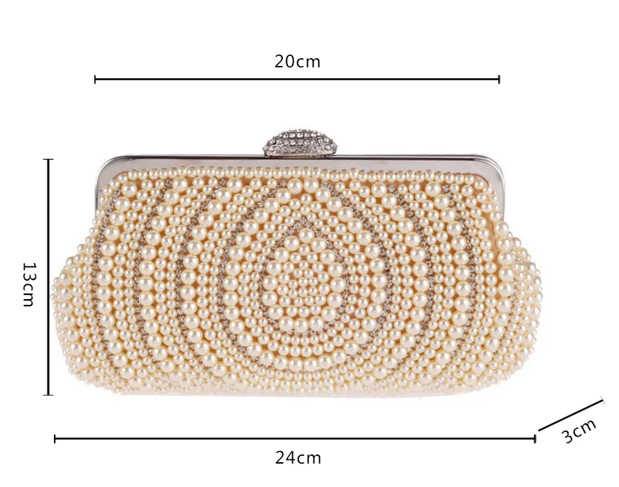 Luxy Moon Gold Beaded Bridal Clutch Bag for Wedding Size