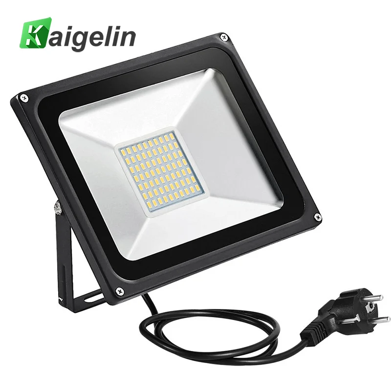 

Kaigelin 50W 220-240V 5500LM LED Flood Light Reflector FloodLight EU Plug 70 LED Waterproof LED Lamp Garden Outdoor Lighting
