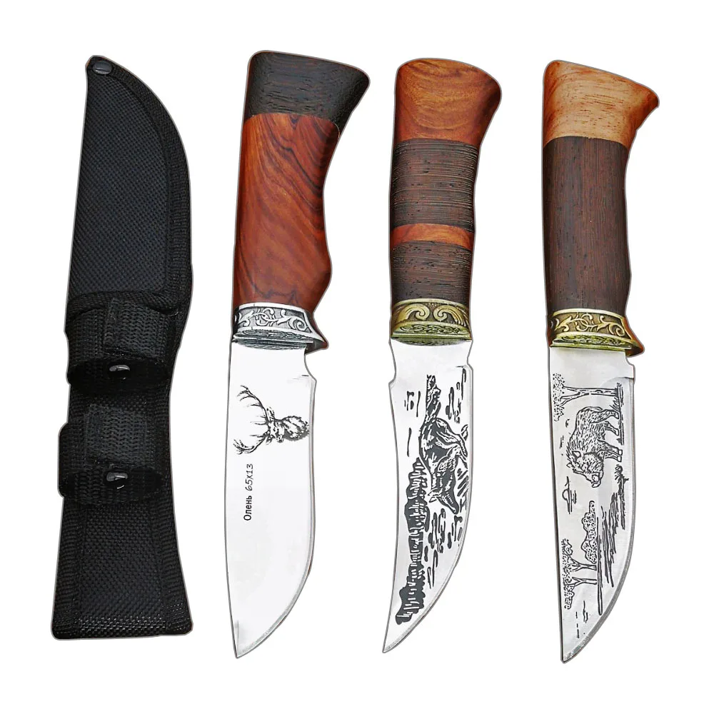 DuoClang уличные походные ножи из 440 стали, удобный нож с деревянной ручкой и фиксированным лезвием для охоты, лучший подарок