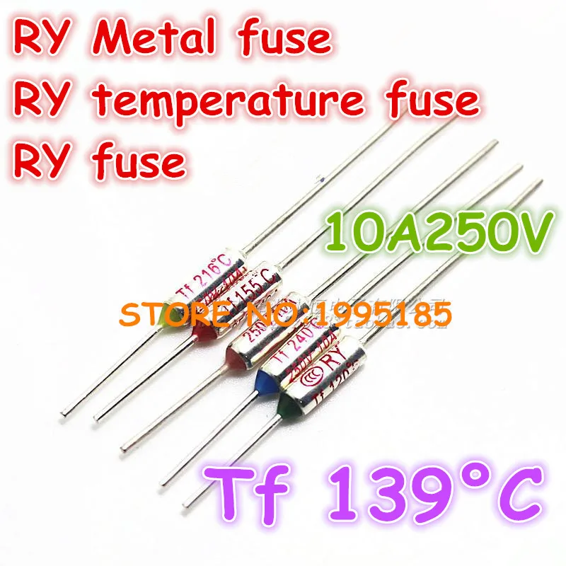 RY 50pcs/lot New Micro thermal fuse 10A250V 139 Degrees 139 C Mini temp fuse metal shell Thermal