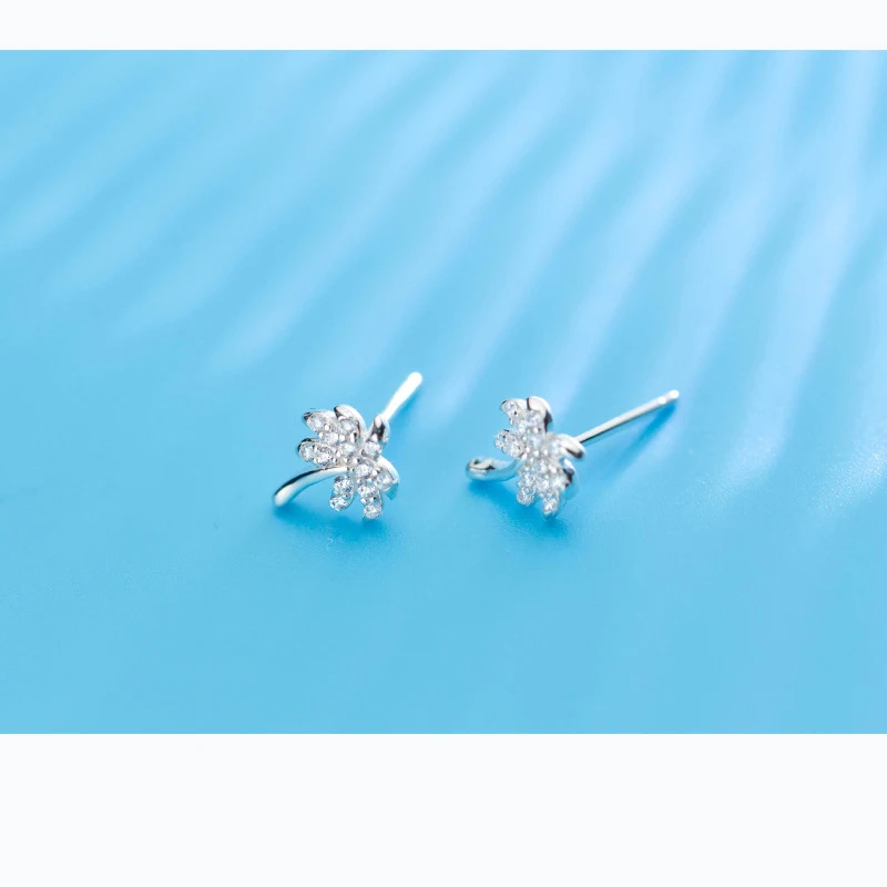 

MloveAcc 925 Sterling Silver Sparkling Coco Tree Stud Earrings Clear CZ Zircon for Women Engagement Jewelry Brincos
