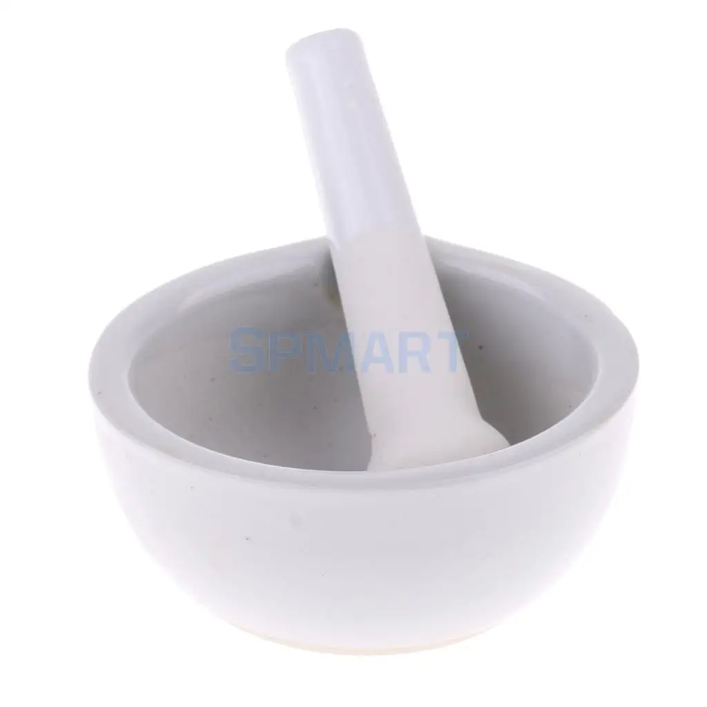Porcelain Mortar & Pestle Mixing Grinding Bowl Set Herbs Spices Grinder Laboratory Supplies 90mm
