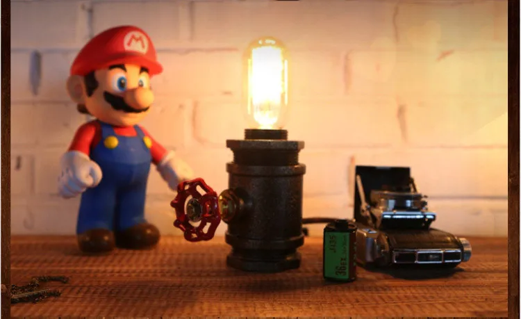 Vintage Industrial Retro water pipe Style Table Desk Lamp light 19