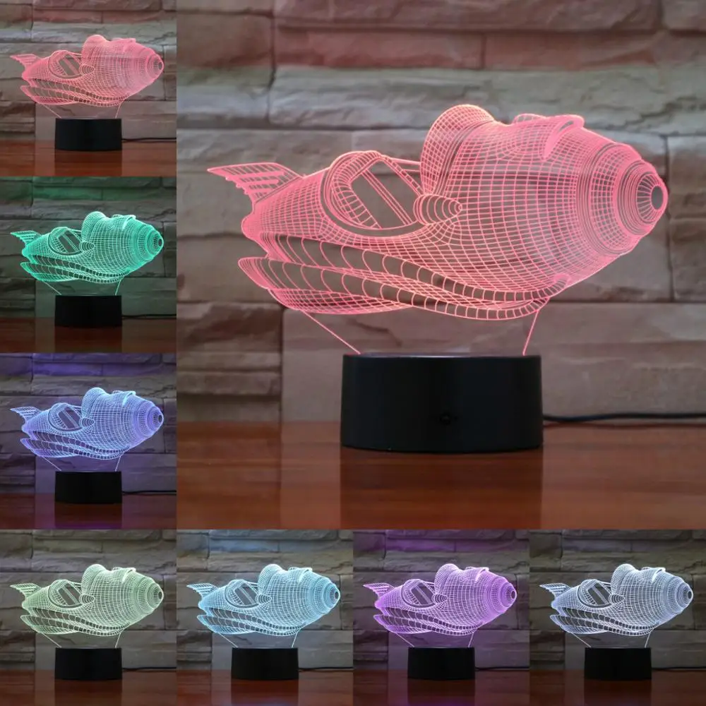 Led Light Spaceship Night 3D Lamp Sleeping Lighting Gifts for Kids Bedroom Decor 2019 Creative Present Kid Toy Cool | Лампы и