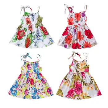 

Floral Print Dress Baby Girls Tunic Sling Summer Kids Princess Dresses