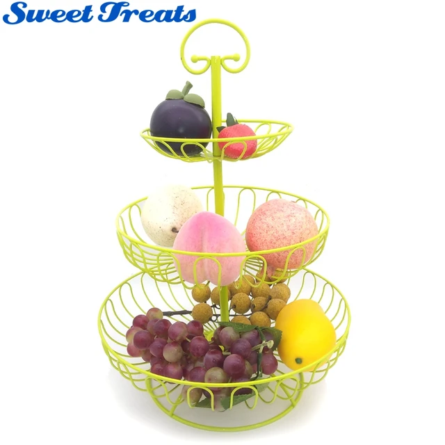 Sweettreats Colorful Fruit Rack 3 Tier Steel Layered Free Standing Sweettreats Colorful Fruit Rack 3 Tier Steel Layered Free Standing Kitchen Counter Top Basket