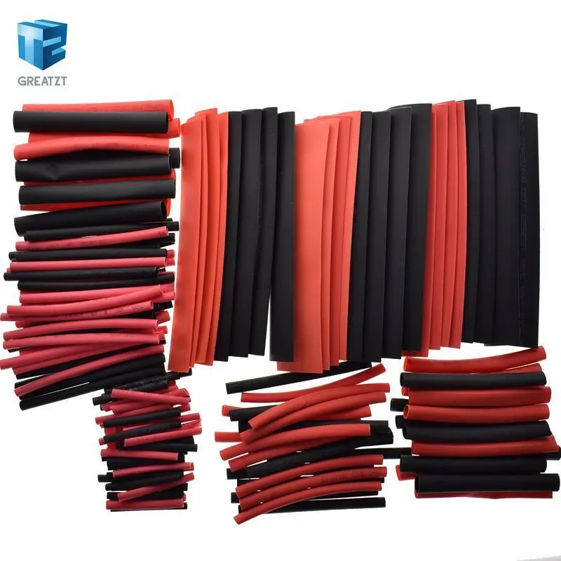 GREATZT 1 набор = 150 шт 7,28 м черный и красный 2:1 ассортимент Термоусадочные трубки для автомобильных кабелей Комплект проводов