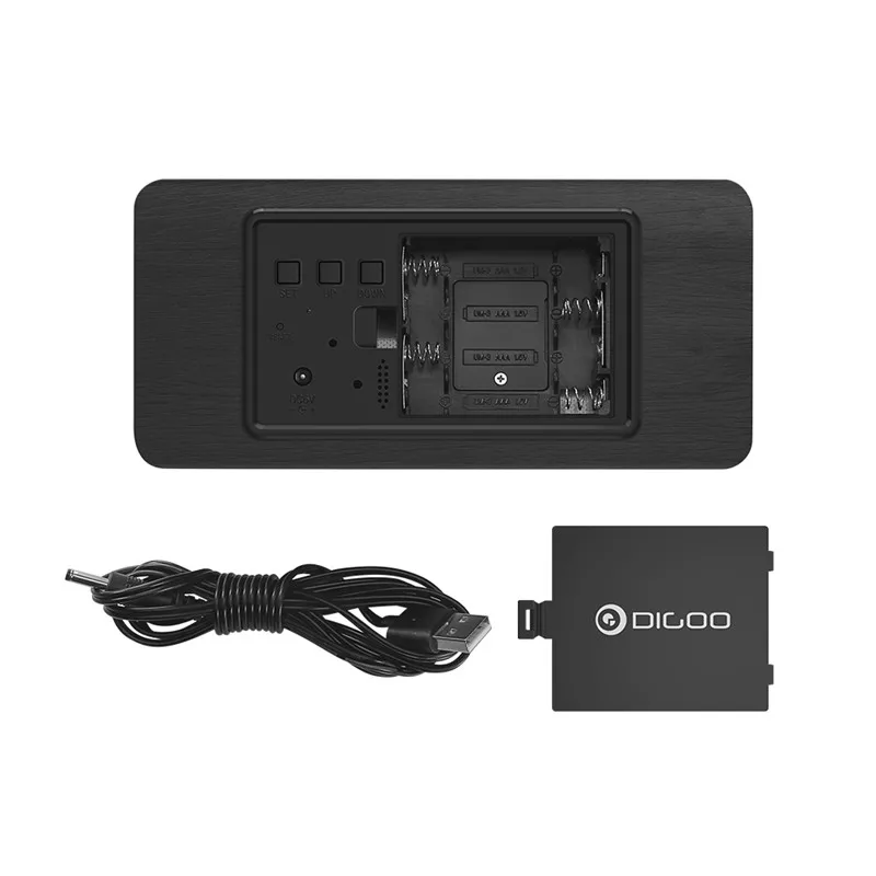 Digoo DG-AC2 деревянный голосовой контроль светодиодный цифровой мультфифункциональные часы Датчик настольные часы 3 режима Многофункциональный цифровой дисплей-таймер